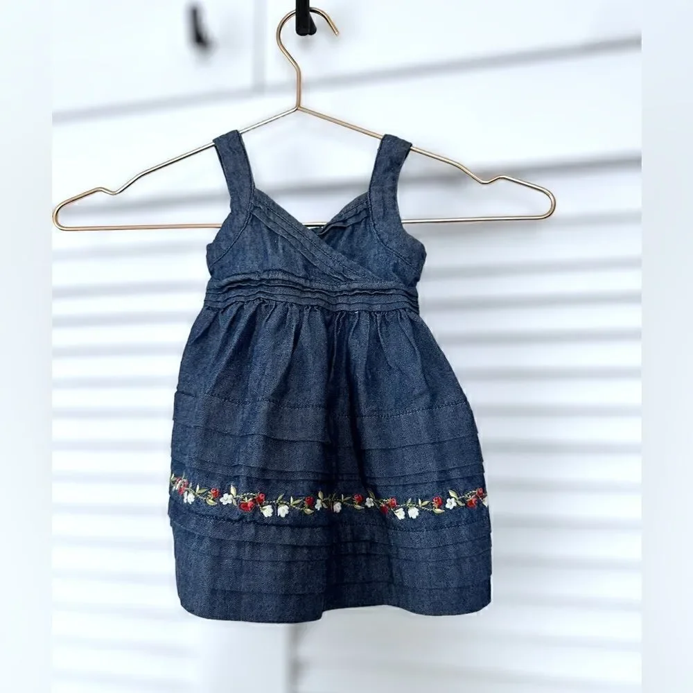 Janie and Jack Dress chambray Denim Sleeveless Size 3-6 Months